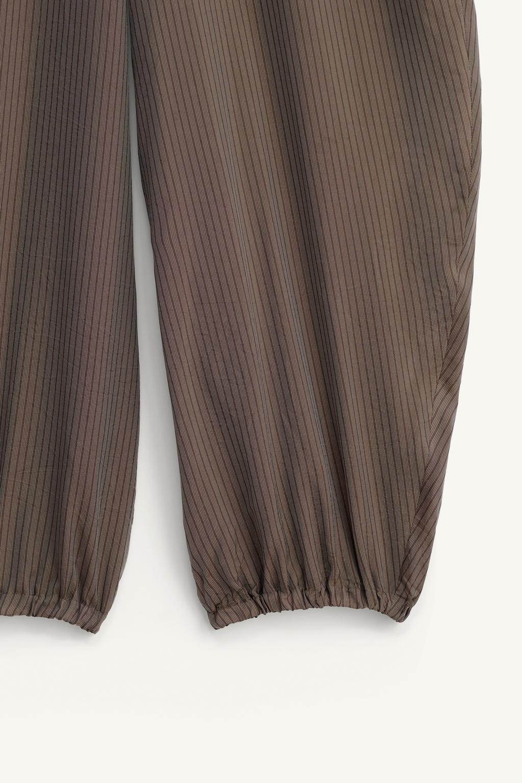 Брюки свободного кроя из вискозы и купро в полоску