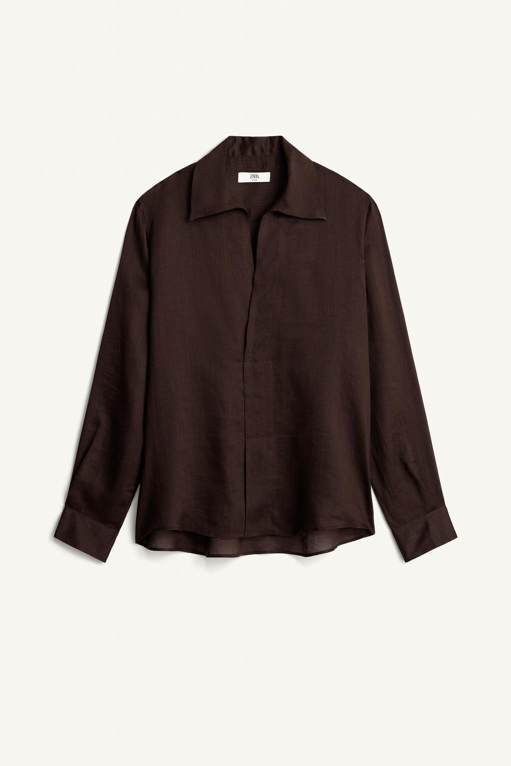 Поло свободного кроя из смесовой ткани рами и ленцелль