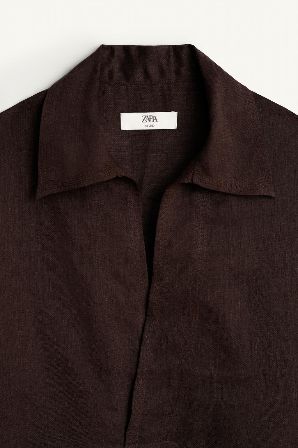 Поло свободного кроя из смесовой ткани рами и ленцелль