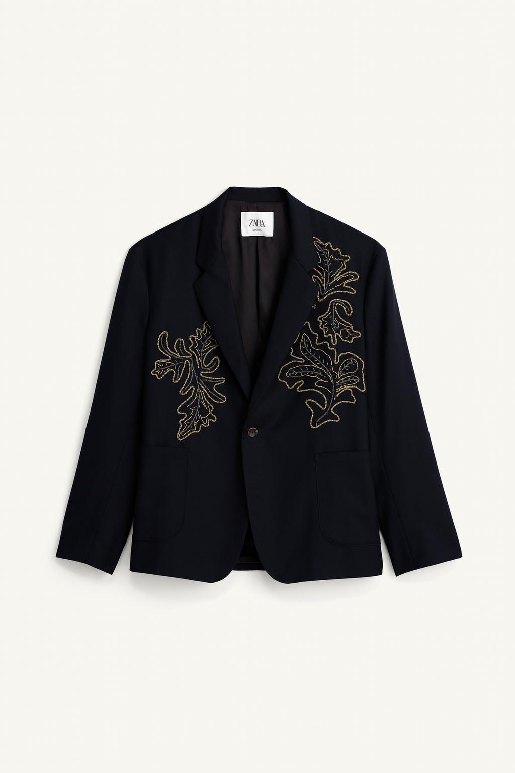 Пиджак свободного кроя с контрастной вышивкой
