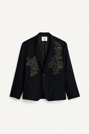 Пиджак свободного кроя с контрастной вышивкой- Заказать в России