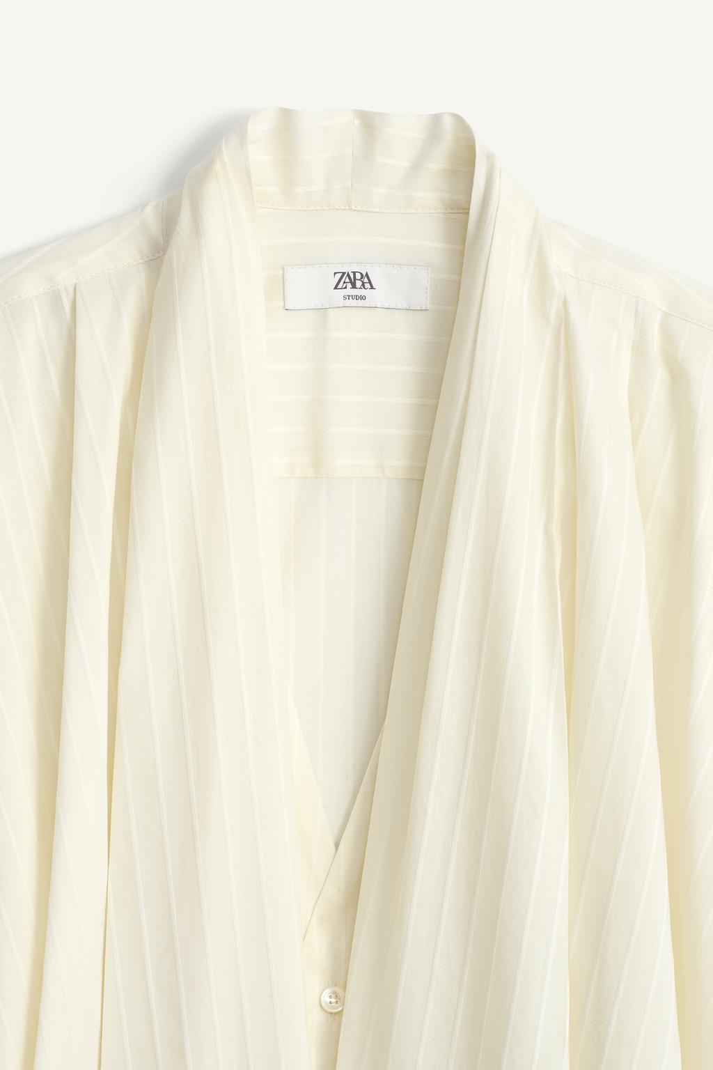 Рубашка-халат в полосатом джаккарде