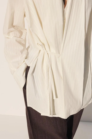 Рубашка-халат в полосатом джаккарде- Заказать в России