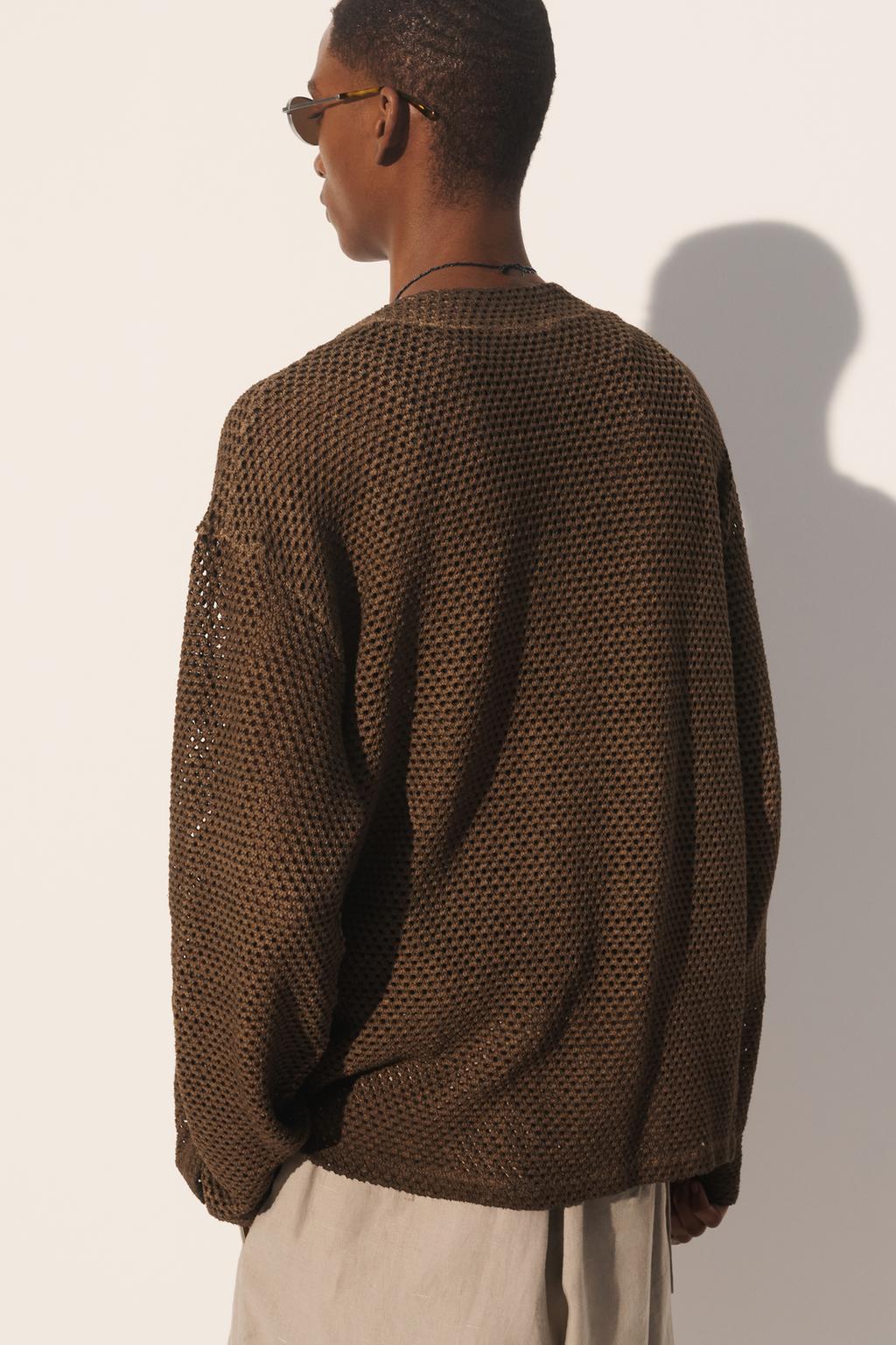 Кардиган свободного кроя с крупной вязкой
