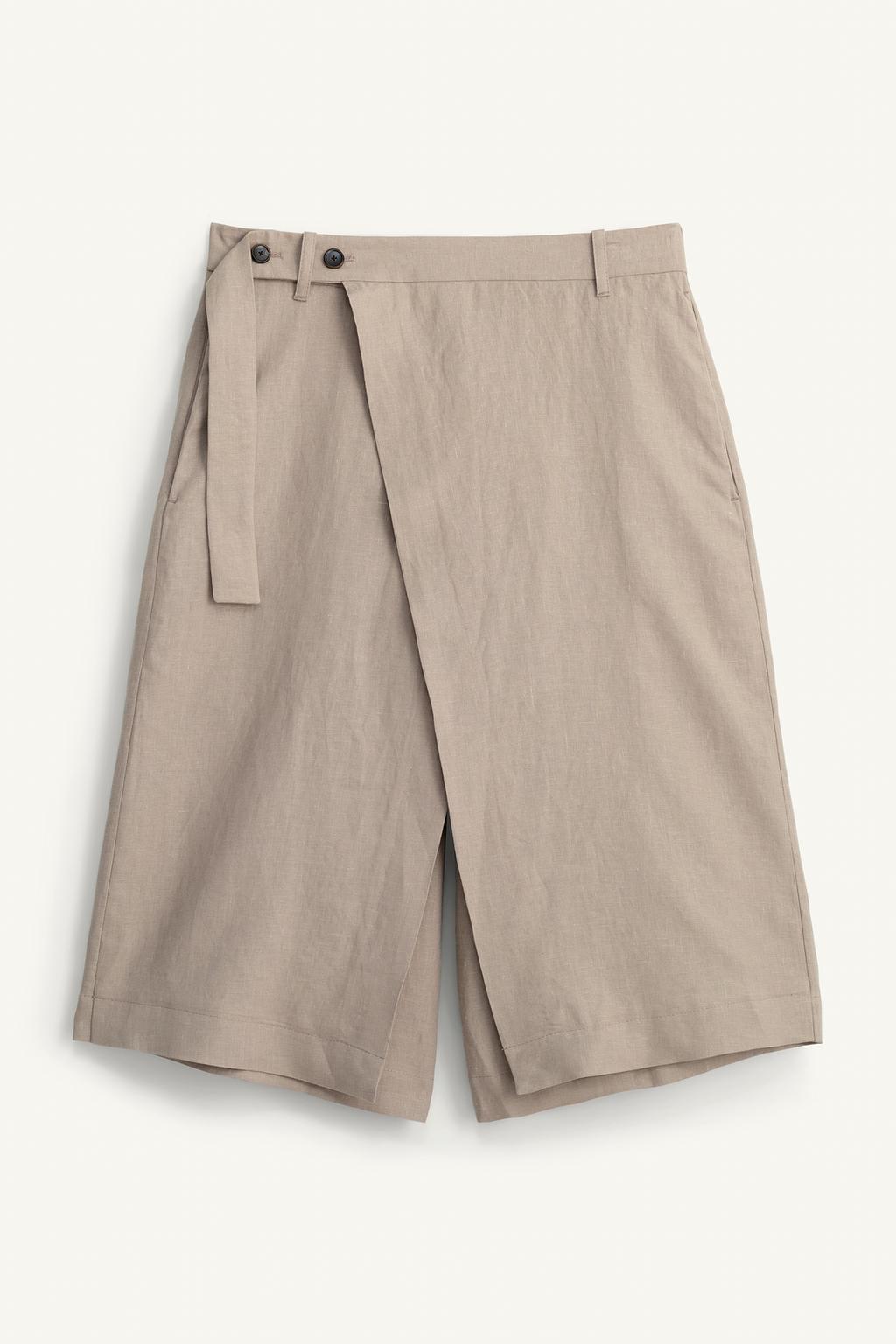 Широкие льняные бермуды на запах