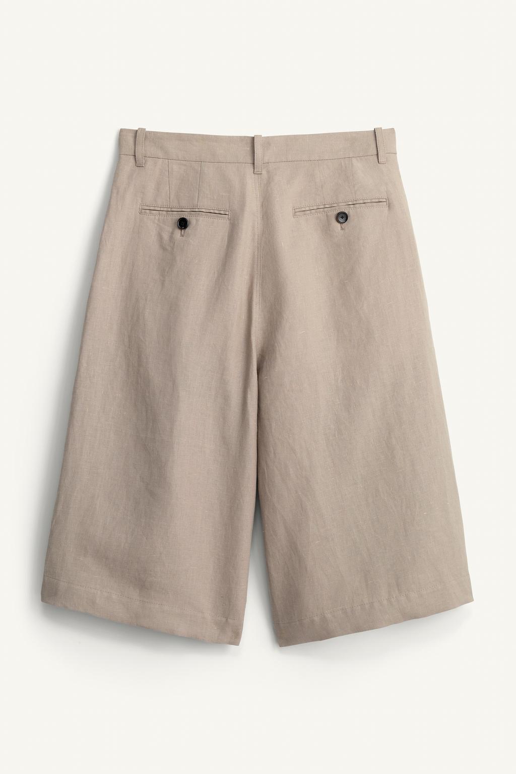 Широкие льняные бермуды на запах