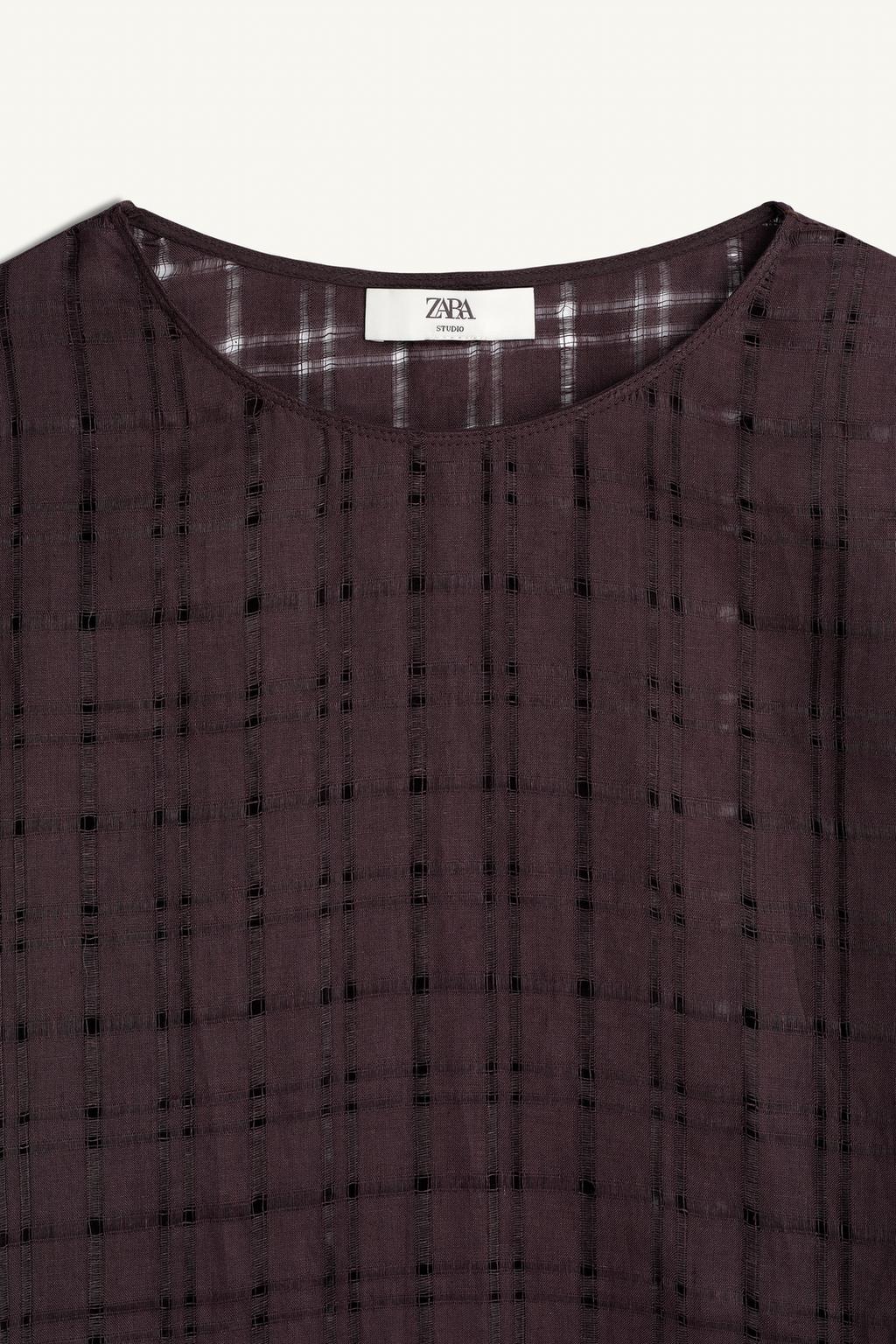 Рубашка из текстурированного льна с шарфом