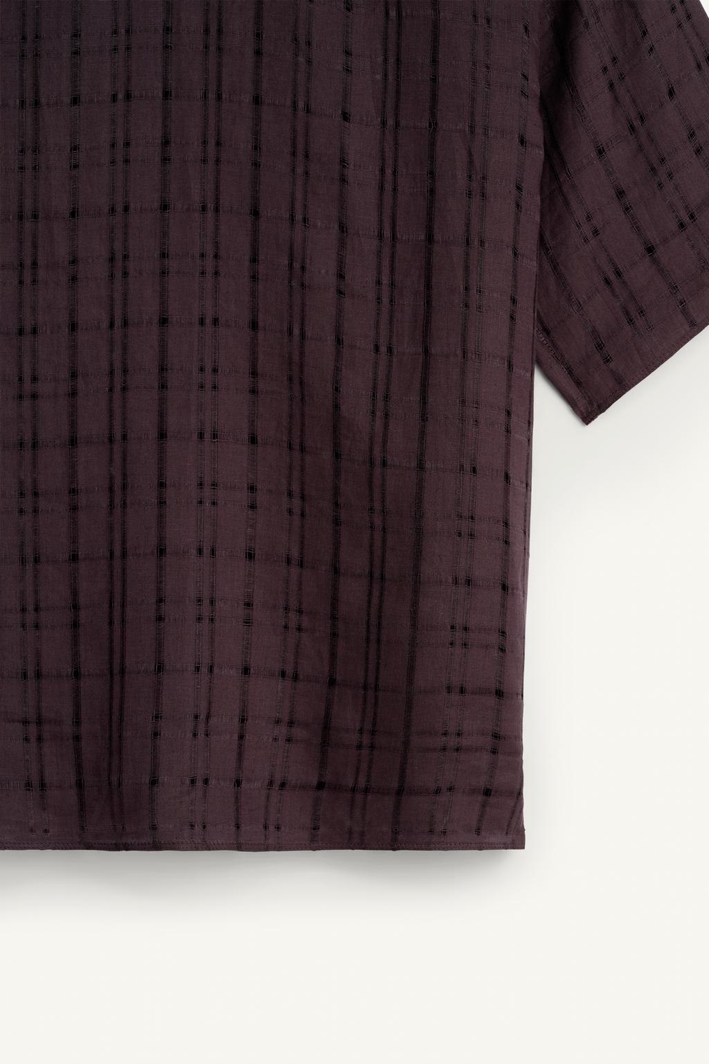 Рубашка из текстурированного льна с шарфом