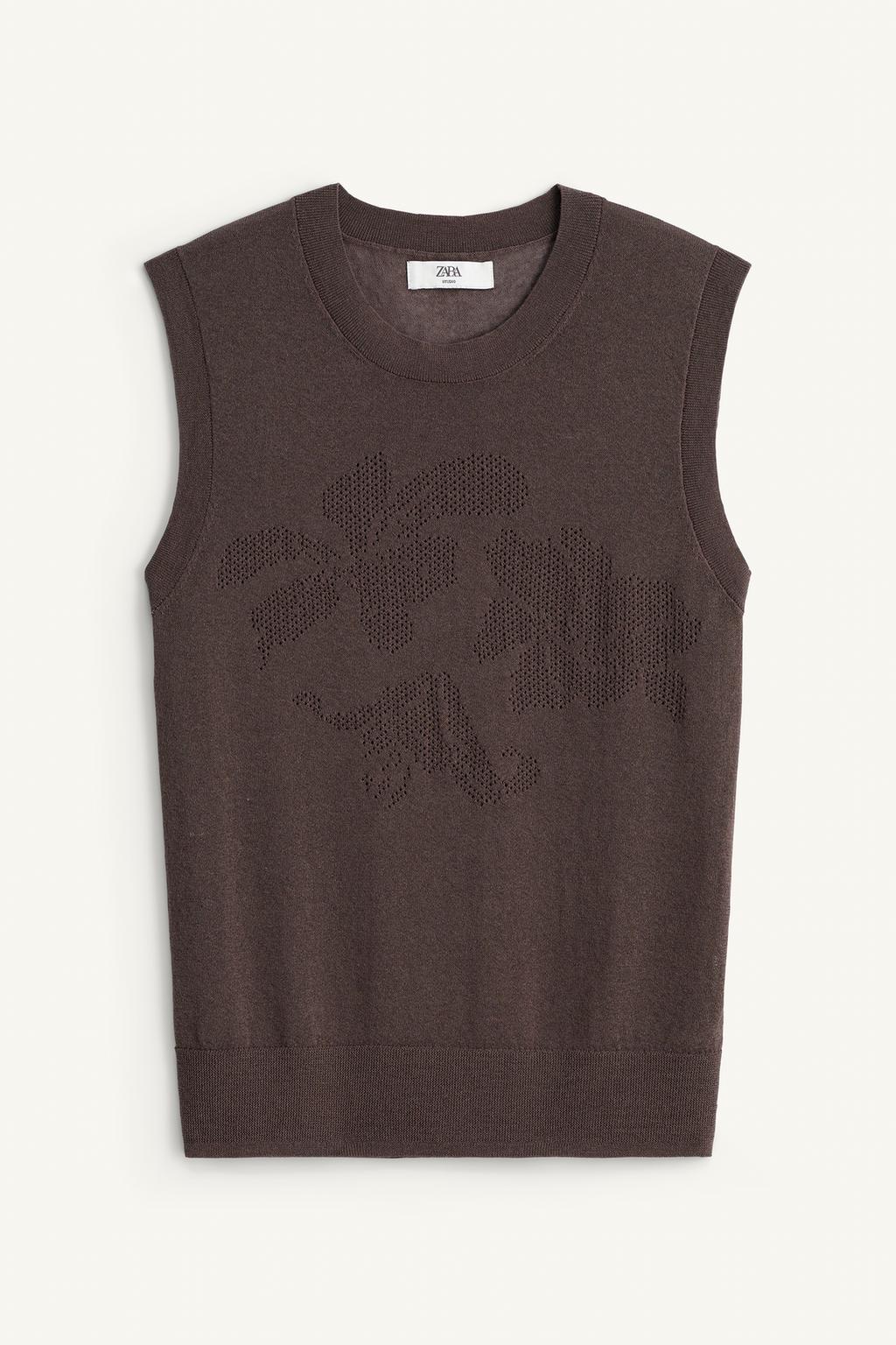 Трикотажный жилет с цветочным узором