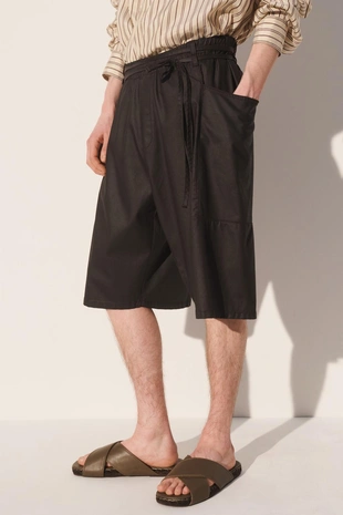 Бермуды свободного кроя из ленцелла с восковым эффектом- Заказать в России