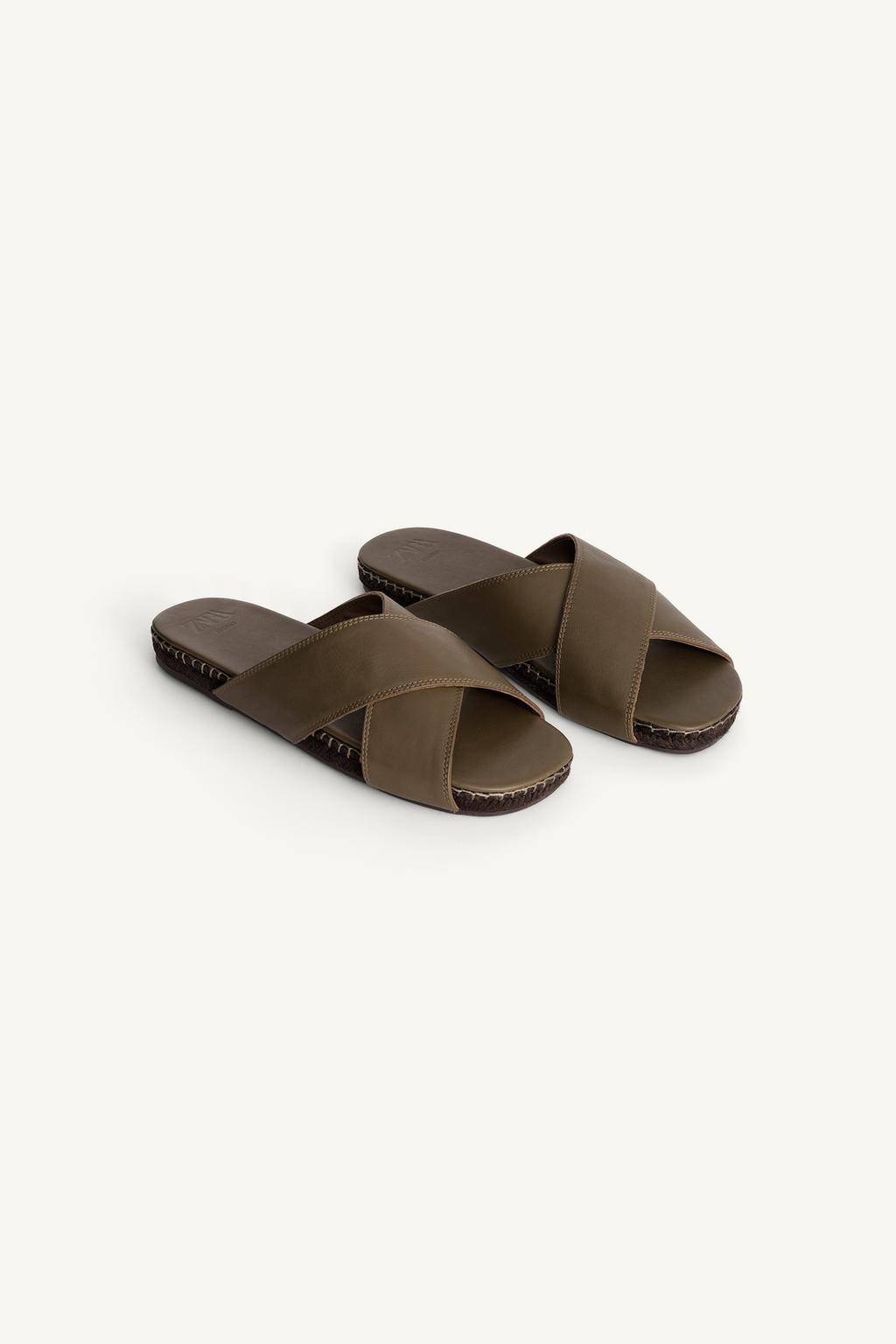 Кожаные сандалии с перекрестными ремешками