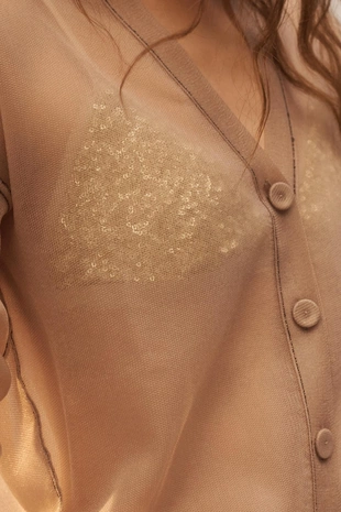 Кардиган из тонкого вязаного полупрозрачного трикотажа лимитированной коллекции- Заказать в России