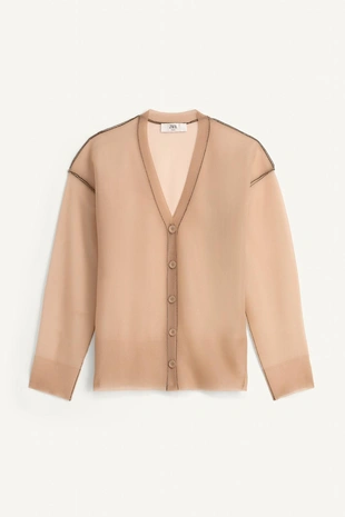 Кардиган из тонкого вязаного полупрозрачного трикотажа лимитированной коллекции- Заказать в России