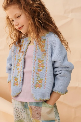 Кардиган с вязаной вышивкой цветов limited edition- Заказать в России