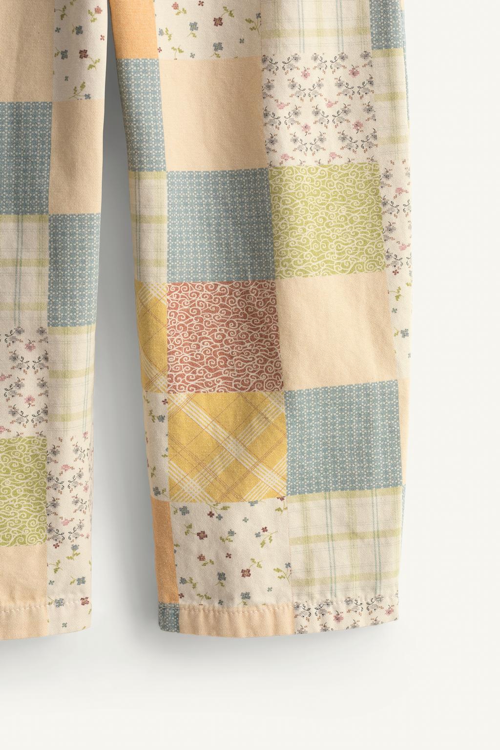 Брюки с бочком и лоскутным дизайном