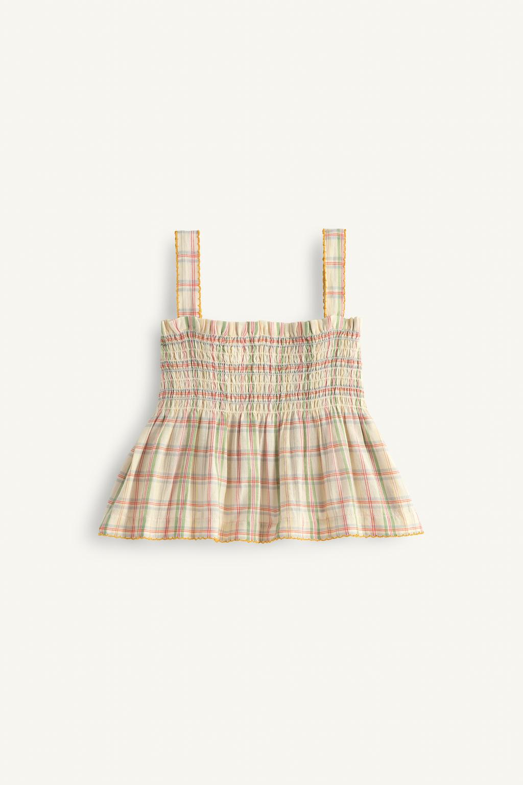 Топ в клетку с цветочной вышивкой limited edition