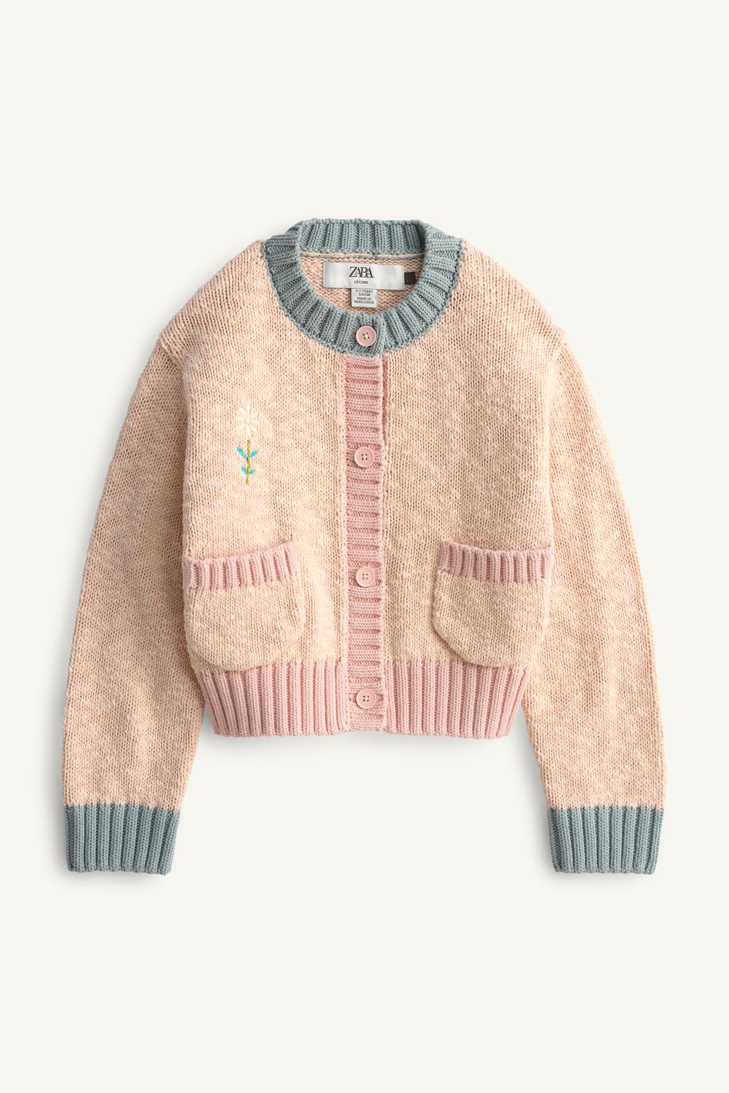 Кардиган с блоками цветов и вышитым цветком limited edition