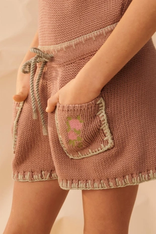 Комбинезон из трикотажа с цветочной крестиковой вышивкой limited edition- Заказать в России