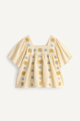 Блузка с крестиковым вышиванием цветочных мотивов limited edition- Заказать в России