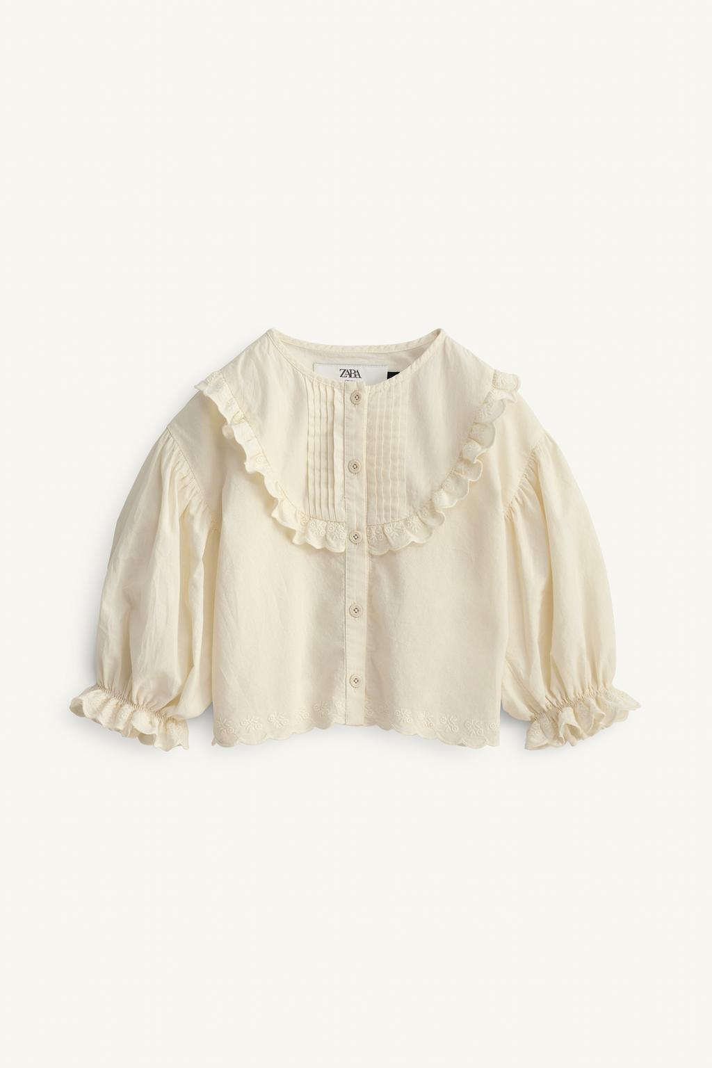 Рубашка с вышивкой цветов и оборками limited edition