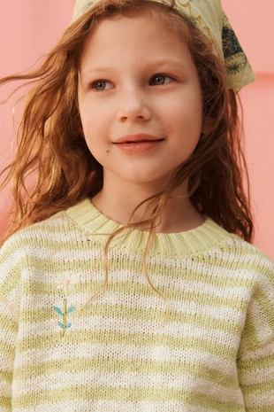 Джемпер из ограниченной коллекции в полоску с вишневым цветком- Заказать в России