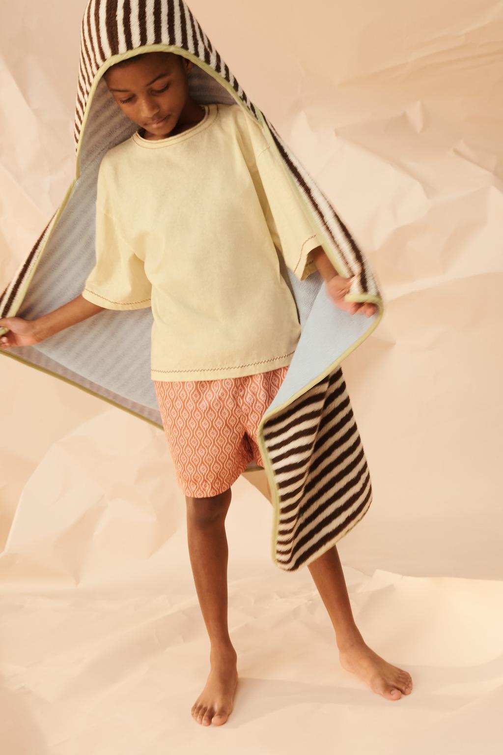 Пляжная унисекс пончо с капюшоном в полоску