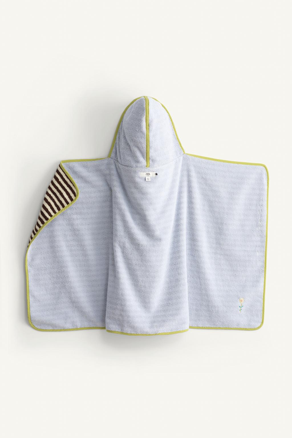 Пляжная унисекс пончо с капюшоном в полоску