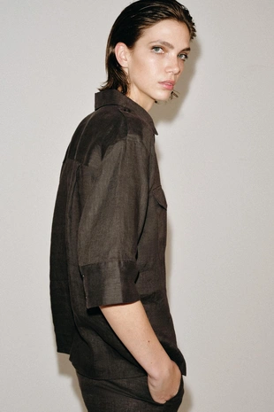 Рубашка из льна с карманами — Zw Collection- Заказать в России