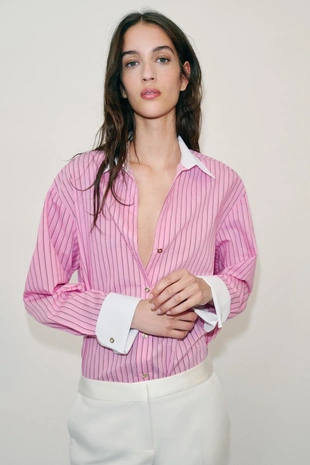 Рубашка из поплина в полоску- Заказать в России