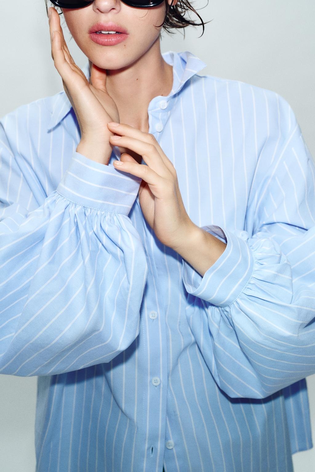 РУБАШКА В ПОЛОСКУ С ОБЪЕМНЫМИ РУКАВАМИ