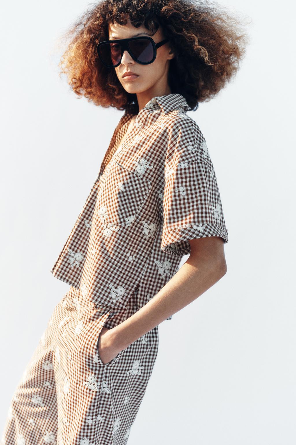 РУБАШКА В КЛЕТКУ С ВЫШИВКОЙ