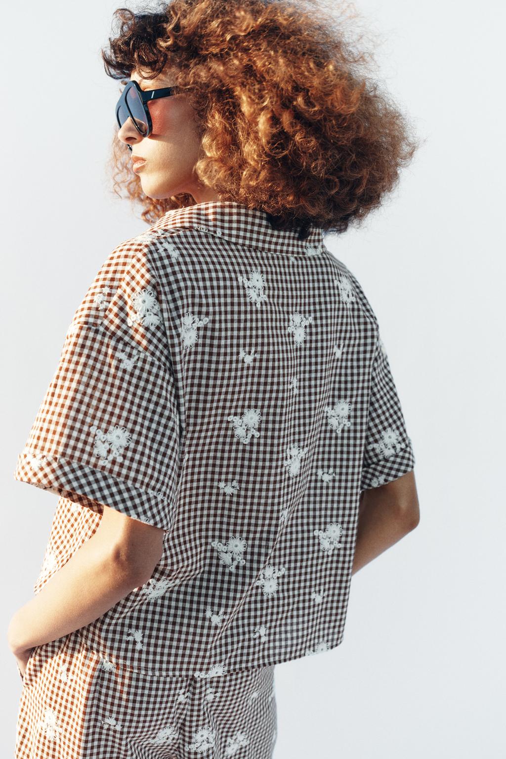 РУБАШКА В КЛЕТКУ С ВЫШИВКОЙ