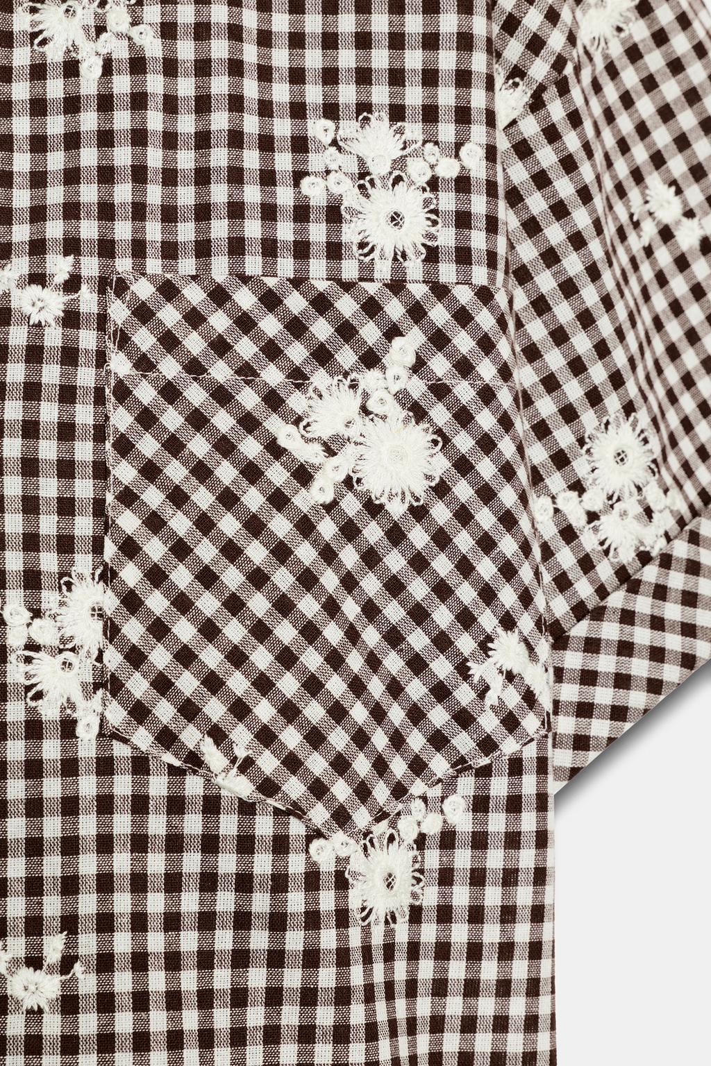 РУБАШКА В КЛЕТКУ С ВЫШИВКОЙ