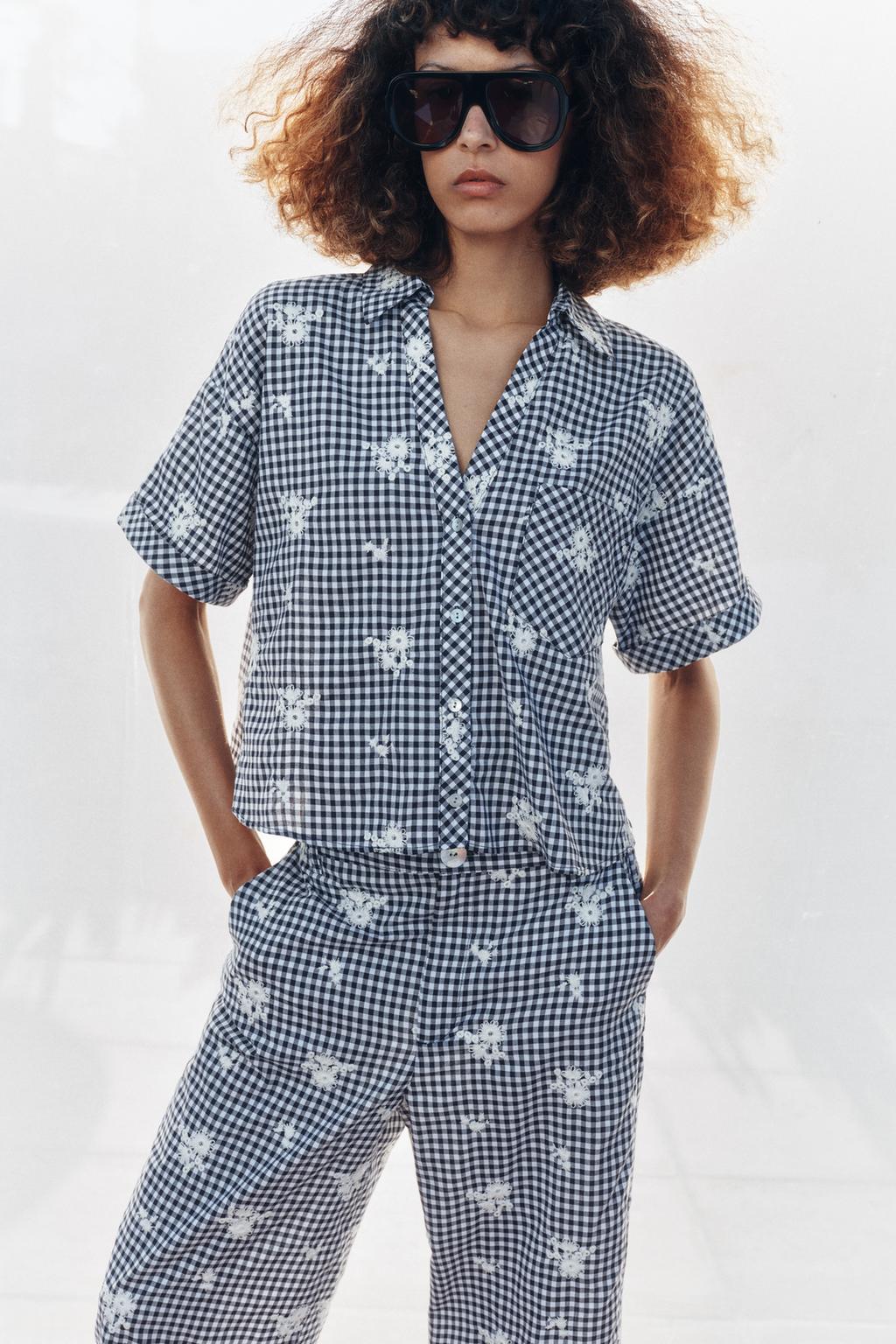 РУБАШКА В КЛЕТКУ С ВЫШИВКОЙ