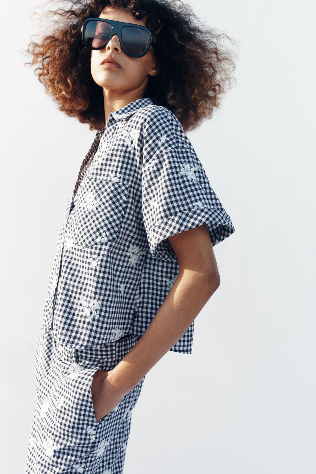 РУБАШКА В КЛЕТКУ С ВЫШИВКОЙ