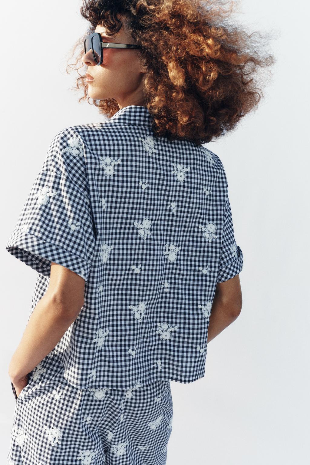 РУБАШКА В КЛЕТКУ С ВЫШИВКОЙ