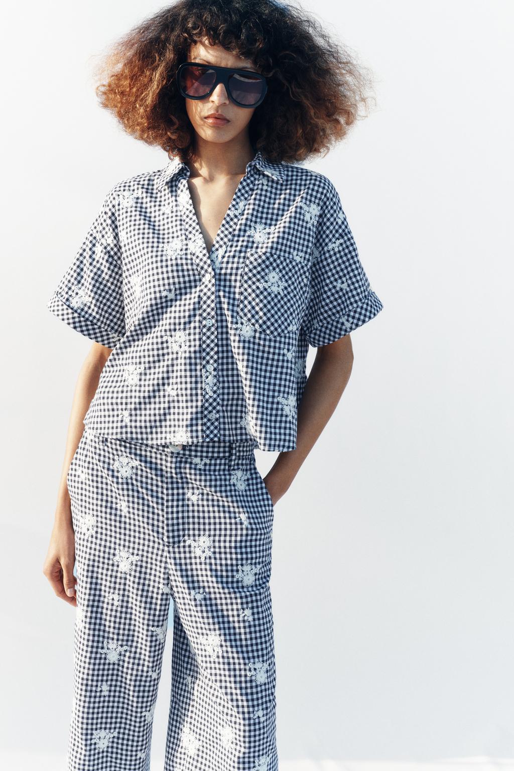 РУБАШКА В КЛЕТКУ С ВЫШИВКОЙ