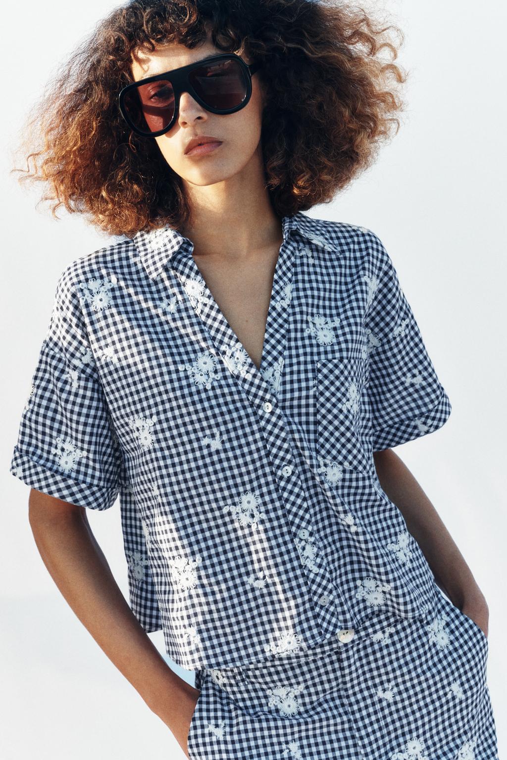 РУБАШКА В КЛЕТКУ С ВЫШИВКОЙ