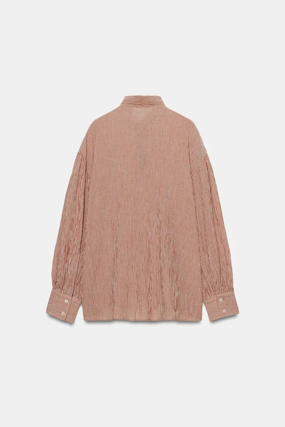 РУБАШКА В ПОЛОСКУ С ЗАВЯЗКАМИ — коллекция Zara «ZW»