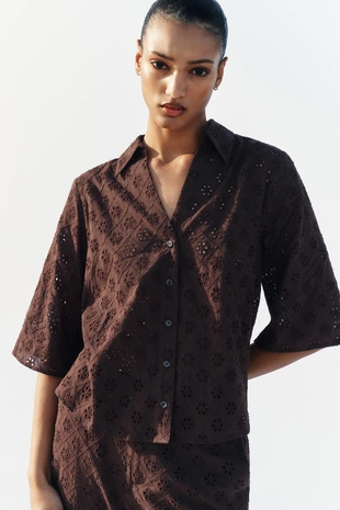 Рубашка с ажурной вышивкой- Заказать в России