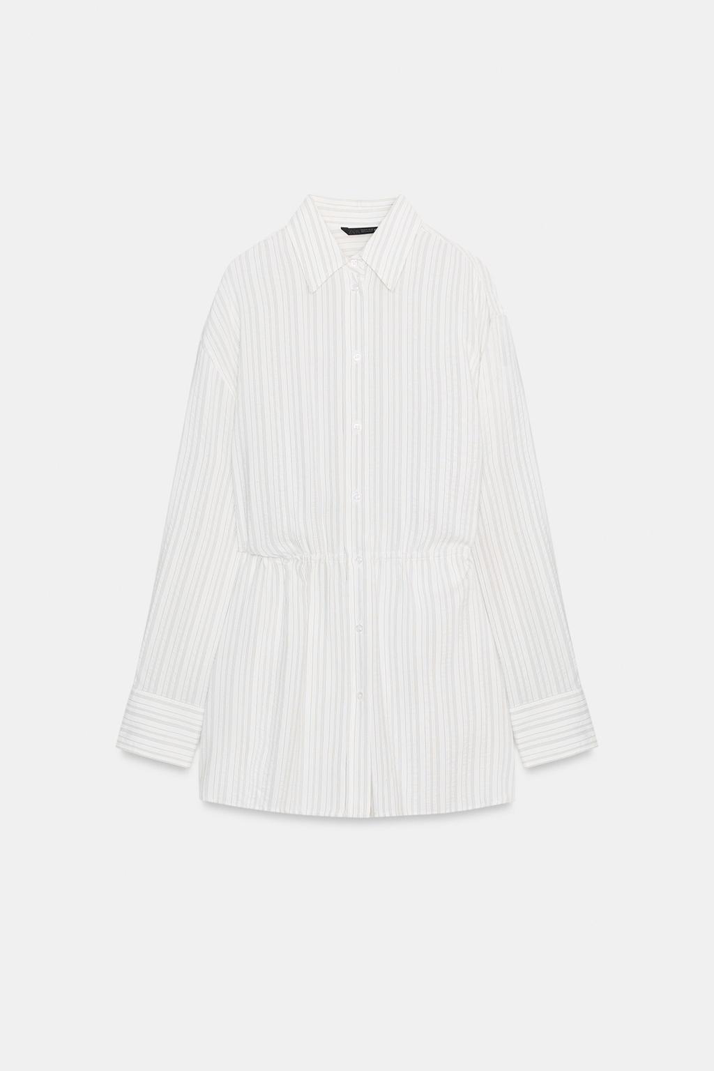 ДЛИННАЯ РУБАШКА В ПОЛОСКУ С ПОЯСОМ