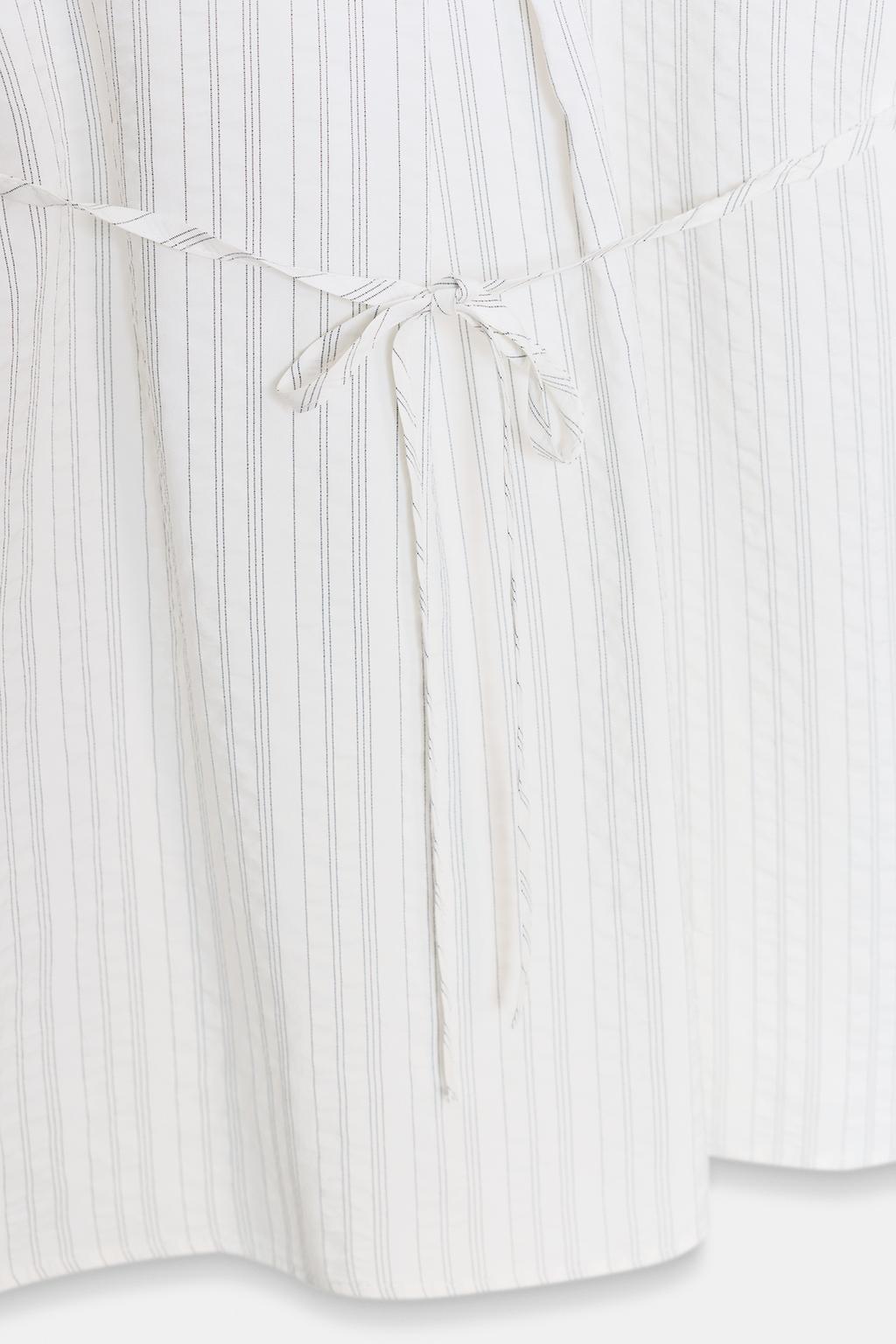 ДЛИННАЯ РУБАШКА В ПОЛОСКУ С ПОЯСОМ