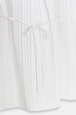 Длинная рубашка в полоску с поясом- Заказать в России