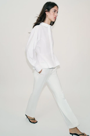 Рубашка из поплина с баской- Заказать в России