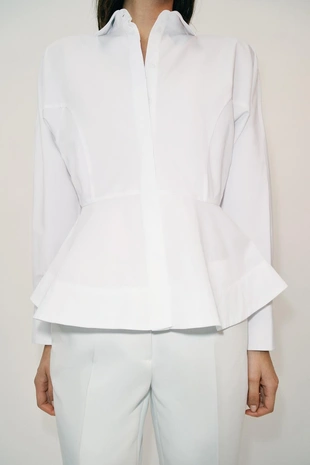 Рубашка из поплина с баской- Заказать в России