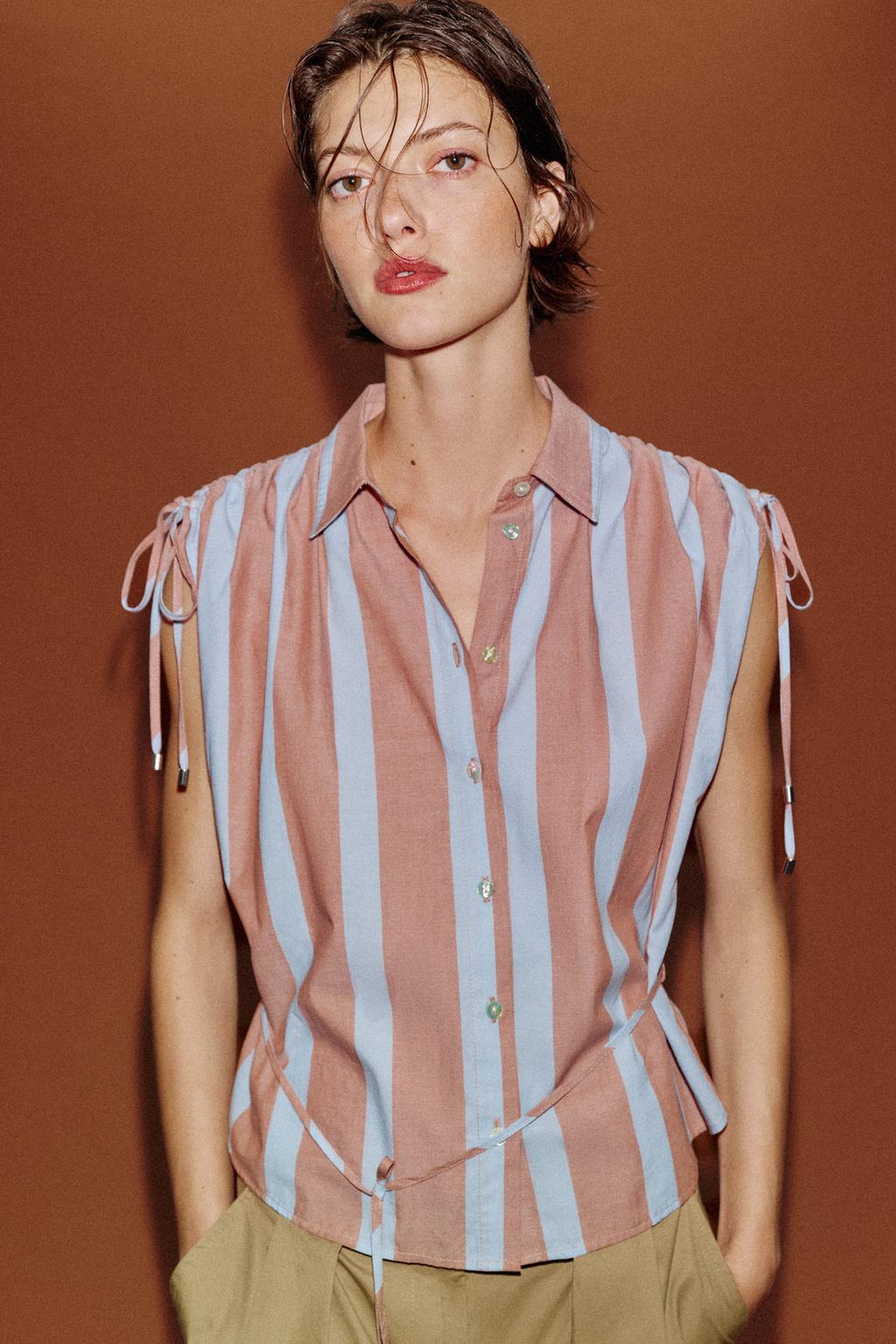 РУБАШКА В ПОЛОСКУ СО ШНУРКАМИ