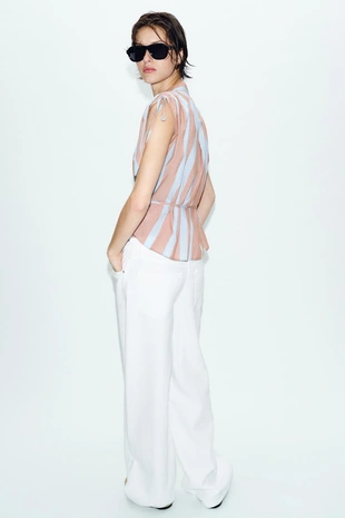 Рубашка в полоску со шнурками- Заказать в России