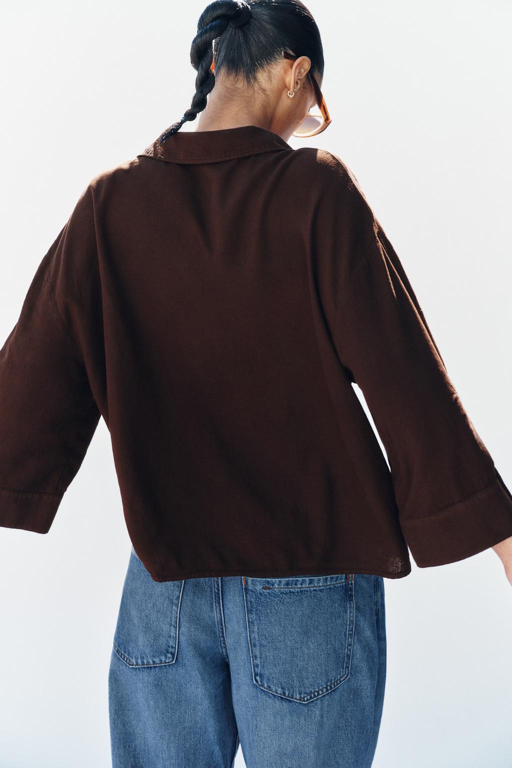 РУБАШКА СВОБОДНОГО КРОЯ ИЗ СМЕСОВОГО ЛЬНА