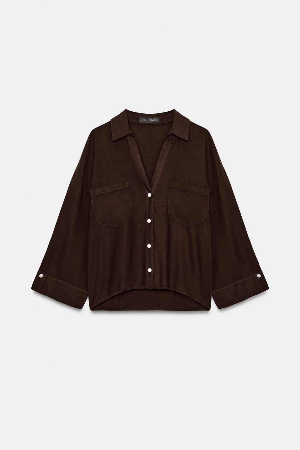 РУБАШКА СВОБОДНОГО КРОЯ ИЗ СМЕСОВОГО ЛЬНА