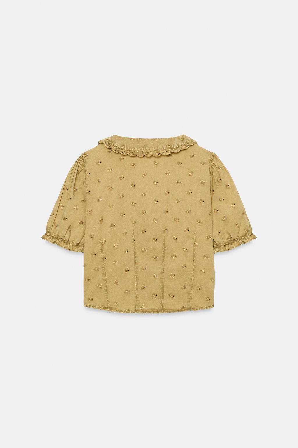 Рубашка с воротником питера пэна с вышивкой